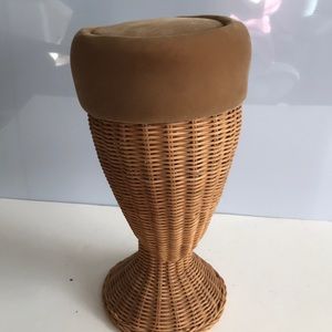 Classic camel velvet pillbox Mr John vintage hat